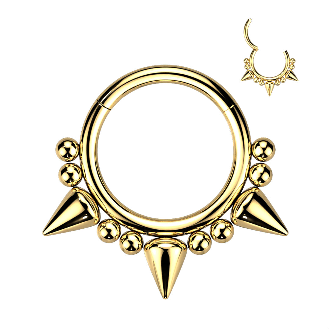 16g Hinged Spike Hoop - Gold