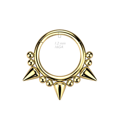 16g Hinged Spike Hoop - Gold