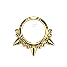 Load image into Gallery viewer, 16g Hinged Spike Hoop - Gold
