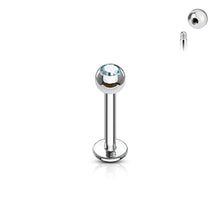 Load image into Gallery viewer, 16g Steel Labret Gem Ball 3/8&quot; - Aqua
