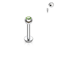 Load image into Gallery viewer, 16g Steel Labret Gem Ball 3/8&quot; - Green
