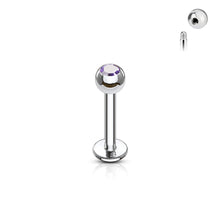 Load image into Gallery viewer, 16g Steel Labret Gem Ball 3/8&quot; - Purple
