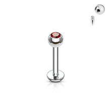 Load image into Gallery viewer, 16g Steel Labret Gem Ball 3/8&quot; - Red
