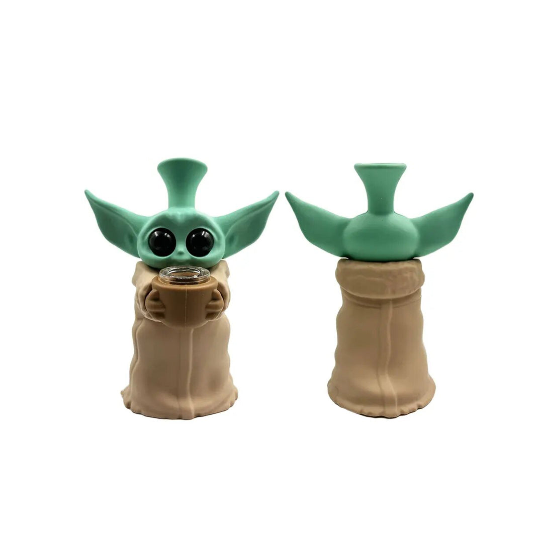 6" Silicone Green Baby Water Pipe - Tan