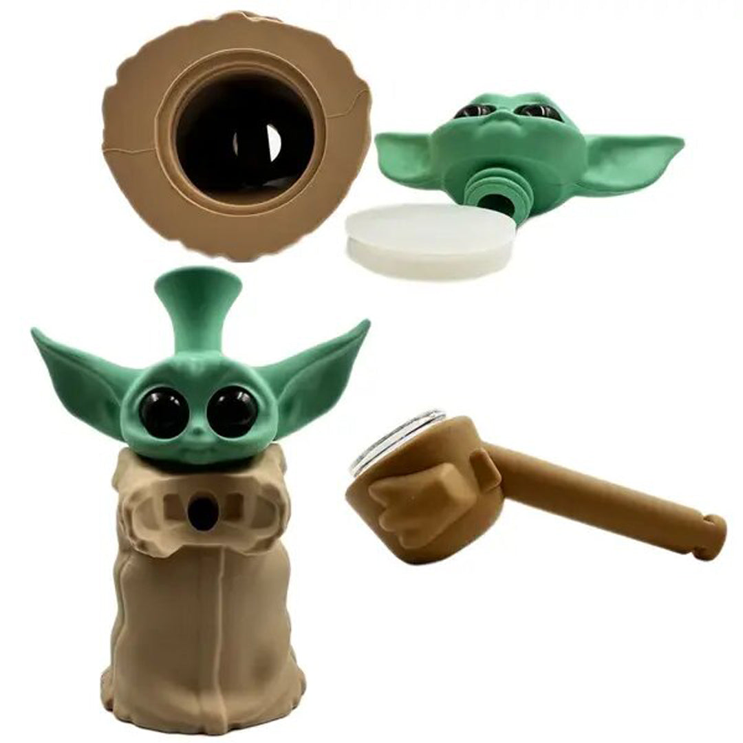 6" Silicone Green Baby Water Pipe - Tan