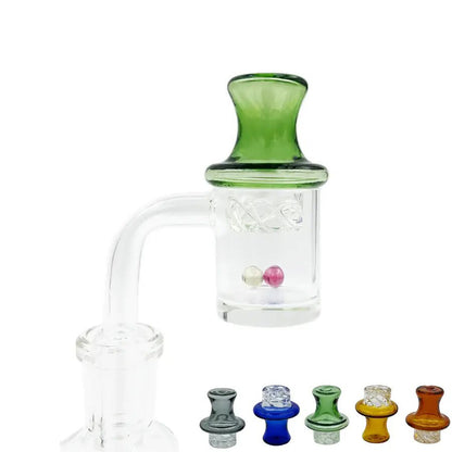 Flat Top Quartz Banger & Riptide Carb Cap Set - 14mm Male 90°