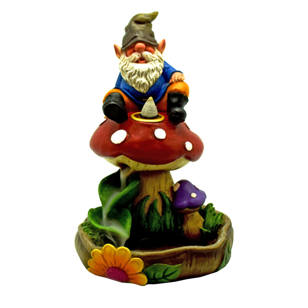 Gnome On Mushroom Backflow Incense Burner