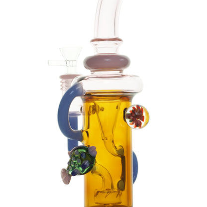 11" Multicolored Fish Water Pipe - Amber