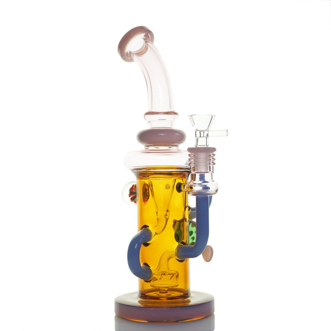 11" Multicolored Fish Water Pipe - Amber