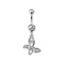 Load image into Gallery viewer, 14g Butterfly Dangle Navel Ring - Steel
