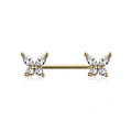 14g Butterfly Nipple Bar - Pair - Gold