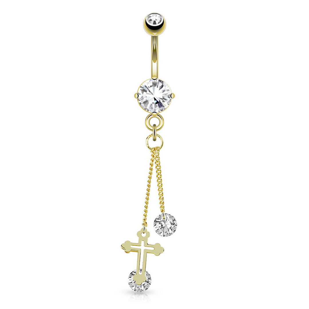 14g Cross Chain String Dangle Navel Ring