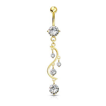 14g Cubic Zirconia Vine Dangle Navel Ring