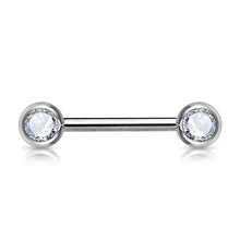 Load image into Gallery viewer, 14g Double Front Facing Gem Nipple Barbell - Single - Clear

