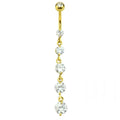 14g Five Gem Cascade Dangle Navel Ring - Gold