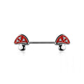 14g Gem Paved Mushroom Nipple Bar - Single