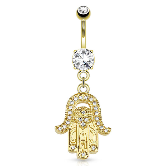 14g Hamsa Hand Dangle Navel Ring