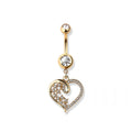14g Heart Dangle Navel Ring - Gold