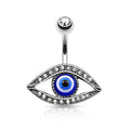 14g Lucky Eye Paved Stone Navel Ring