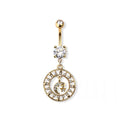 14g Moon & Sun Charm Dangle Navel Ring - Gold
