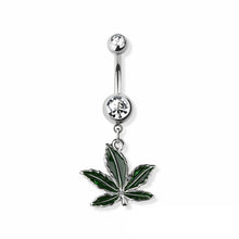 Load image into Gallery viewer, 14g Natural Pot Leaf Navel Ring - Steel
