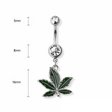 Load image into Gallery viewer, 14g Natural Pot Leaf Navel Ring - Steel
