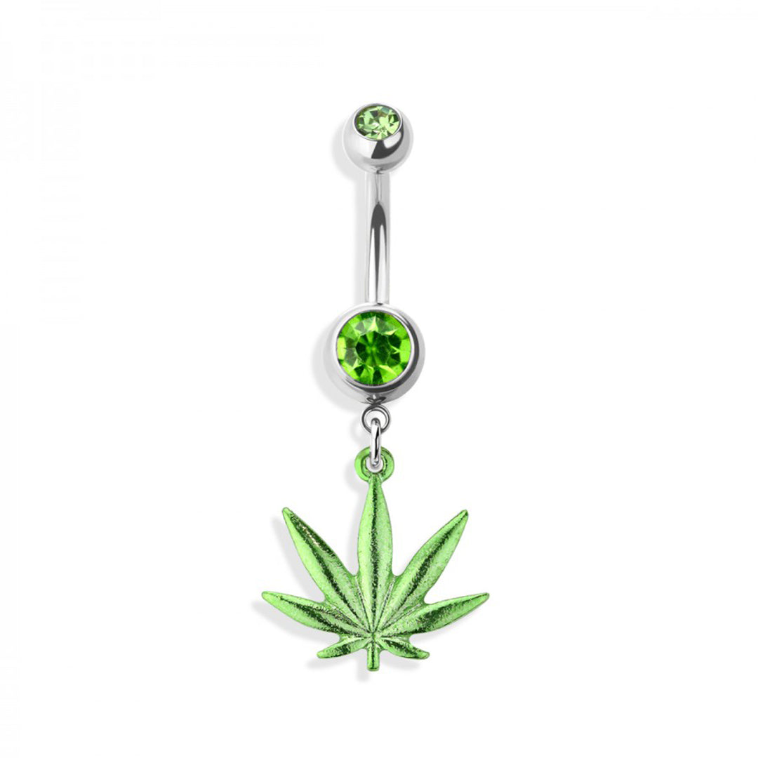 14g Pot Leaf Dangle Navel Ring – IE WHSE
