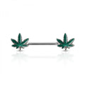 14g Pot Leaf Industrial Nipple Bar - Single
