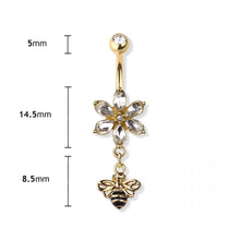Load image into Gallery viewer, 14g Queen Bee Dangle Navel Ring
