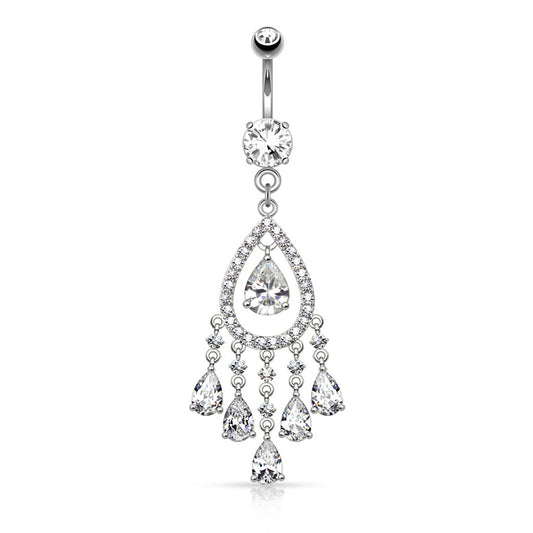 14g Tear Drop Chandelier Dangle Navel Ring