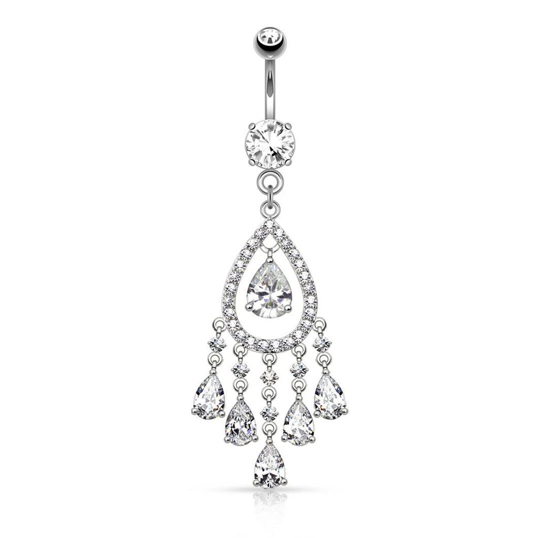 14g Tear Drop Chandelier Dangle Navel Ring