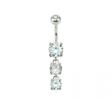 Load image into Gallery viewer, 14g Triple Gem Cascade Dangle Navel Ring - Steel
