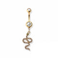 14g Vertical Snake Navel Ring - Gold