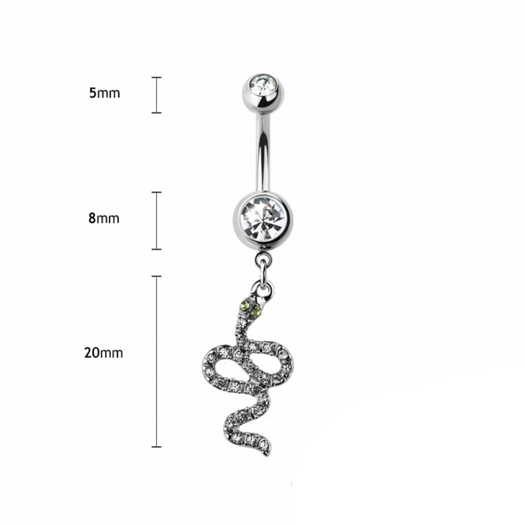 14g Vertical Snake Navel Ring - Steel