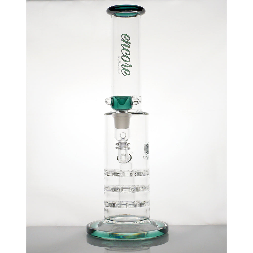 16" Encore Triple Sunflower Disc Water Pipe - Dark Green