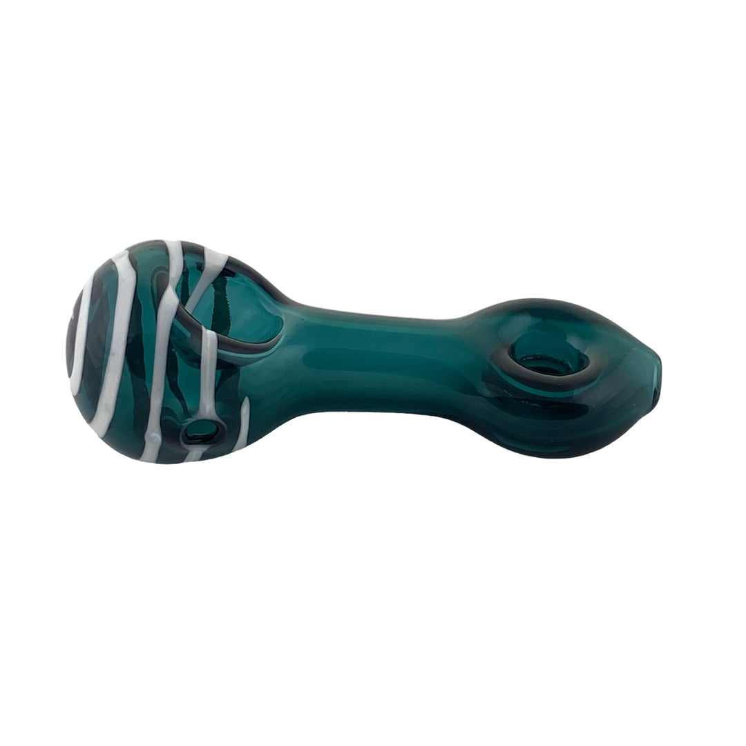 3.75" Striped Color Donut Pipe - Teal