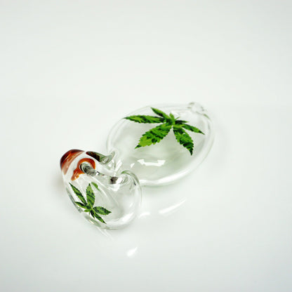 4" Cherry Glass Picture Pipe - Leaf