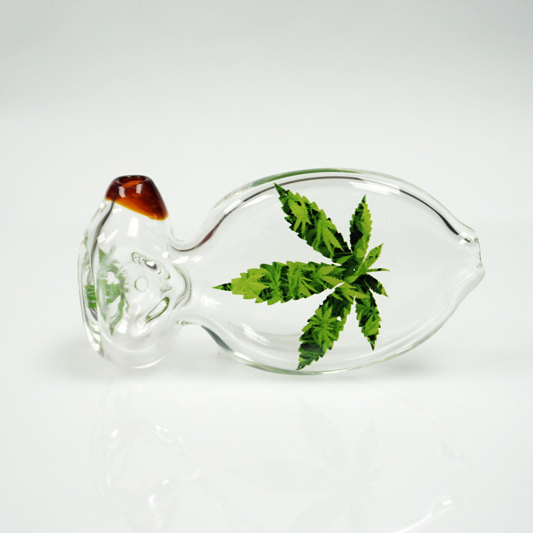 4" Cherry Glass Picture Pipe - Leaf