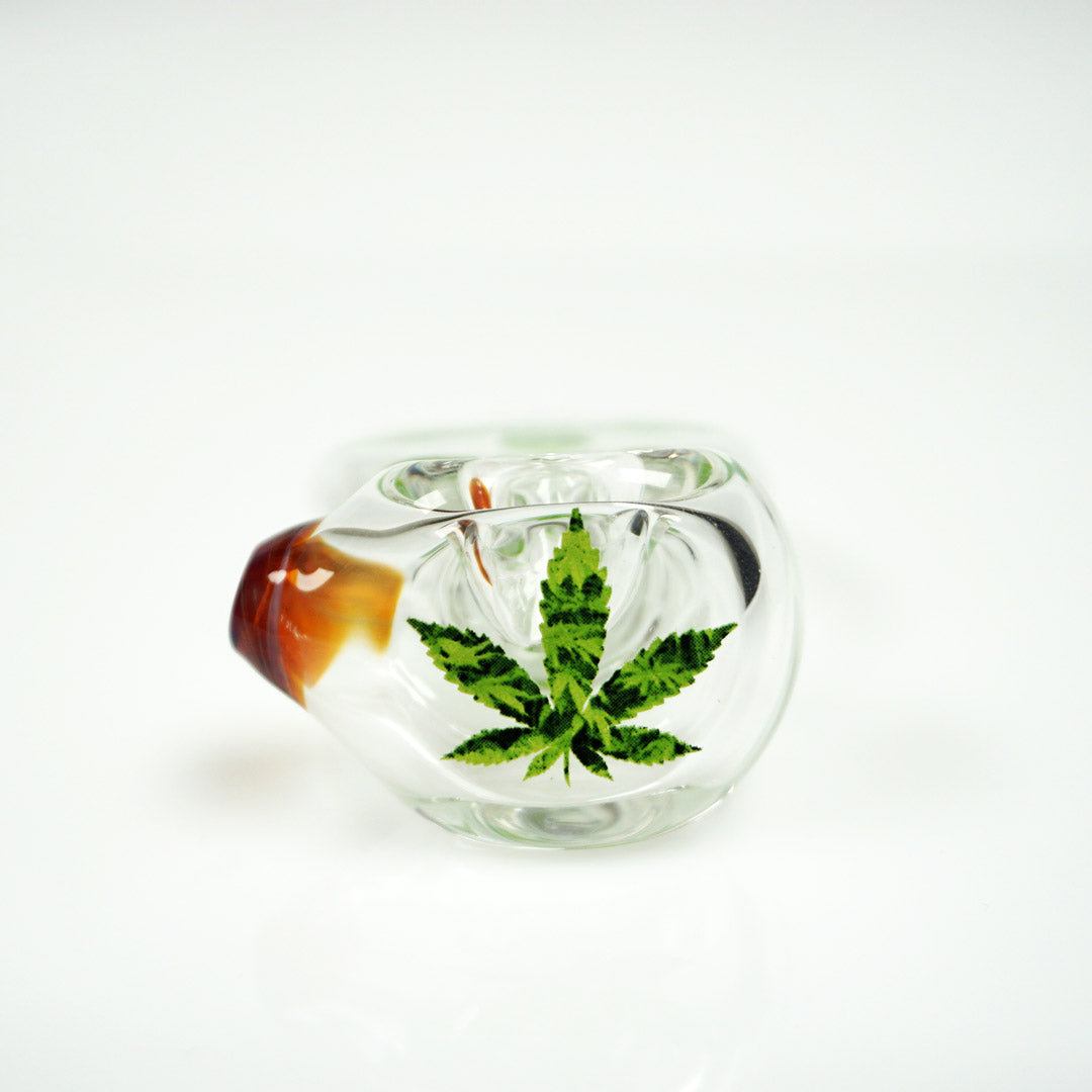 4" Cherry Glass Picture Pipe - Leaf