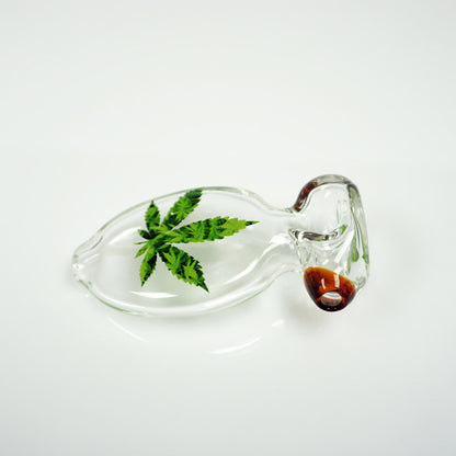 4" Cherry Glass Picture Pipe - Leaf