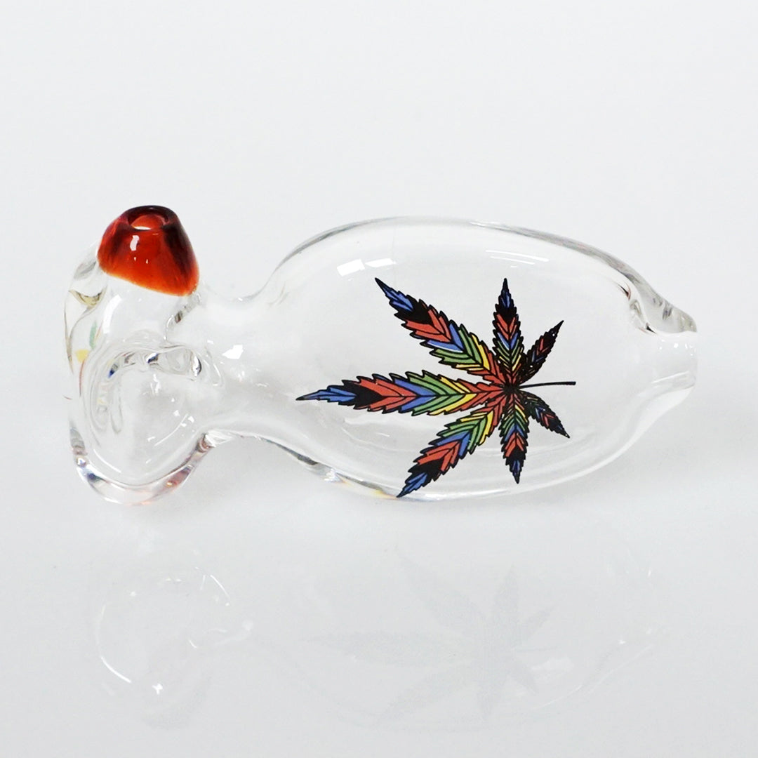 4" Cherry Glass Picture Pipe - Multicolor Leaf