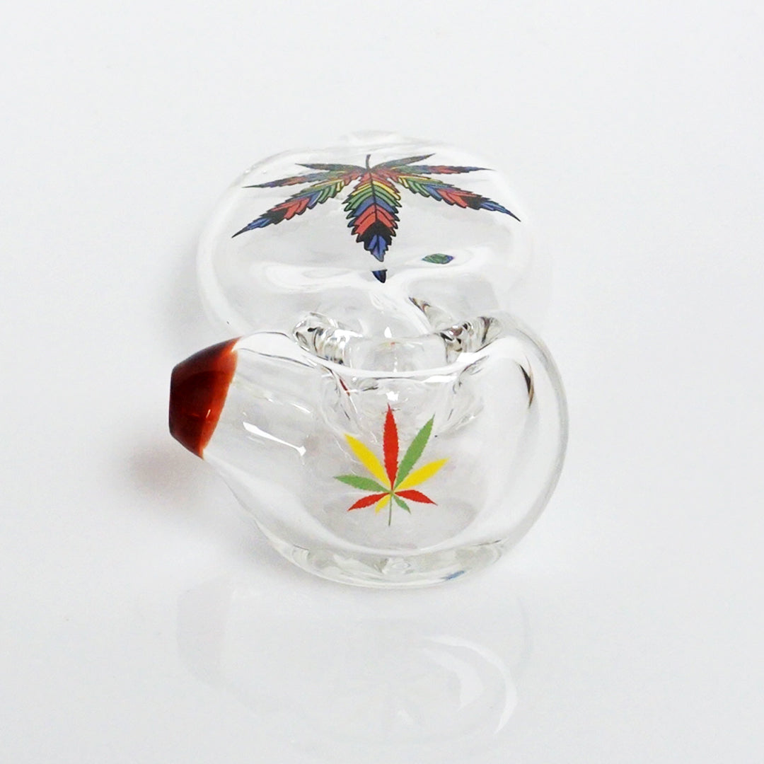 4" Cherry Glass Picture Pipe - Multicolor Leaf