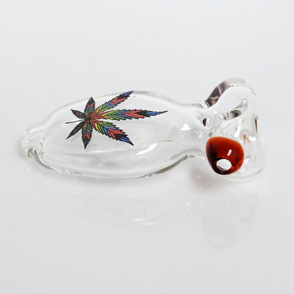 4" Cherry Glass Picture Pipe - Multicolor Leaf