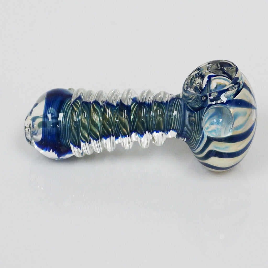 4.25" Fumed Color Swirl Pipe - Dark Blue