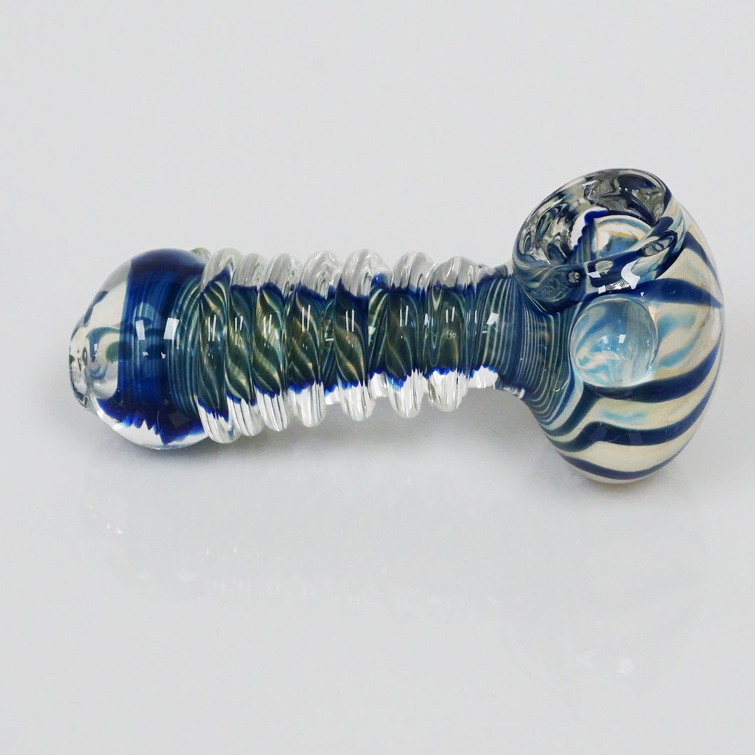 4.25" Fumed Color Swirl Pipe - Dark Blue