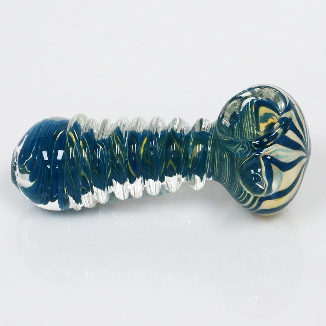 4.25" Fumed Color Swirl Pipe - Teal