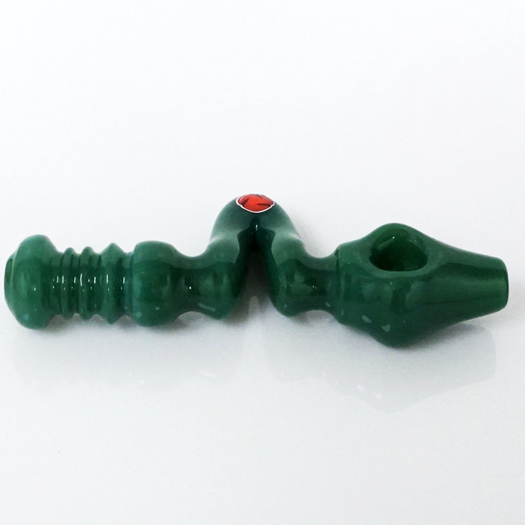 4.5" Str8 Glass Zig Zag Steamroller - Dark Green