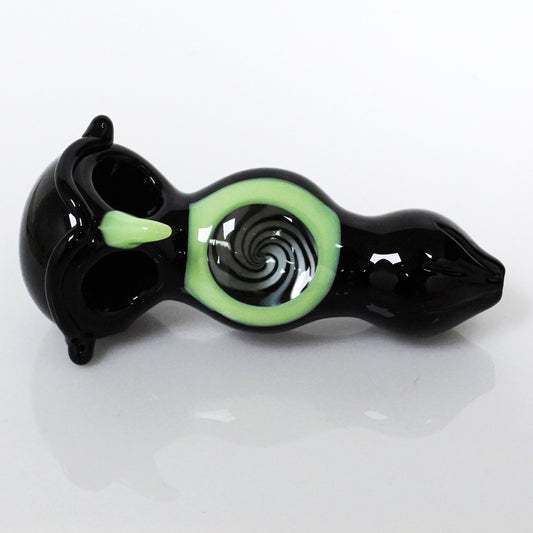 4.75" See-Through Owl Double Bowl Pipe - Green