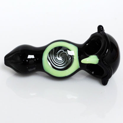 4.75" See-Through Owl Double Bowl Pipe - Green