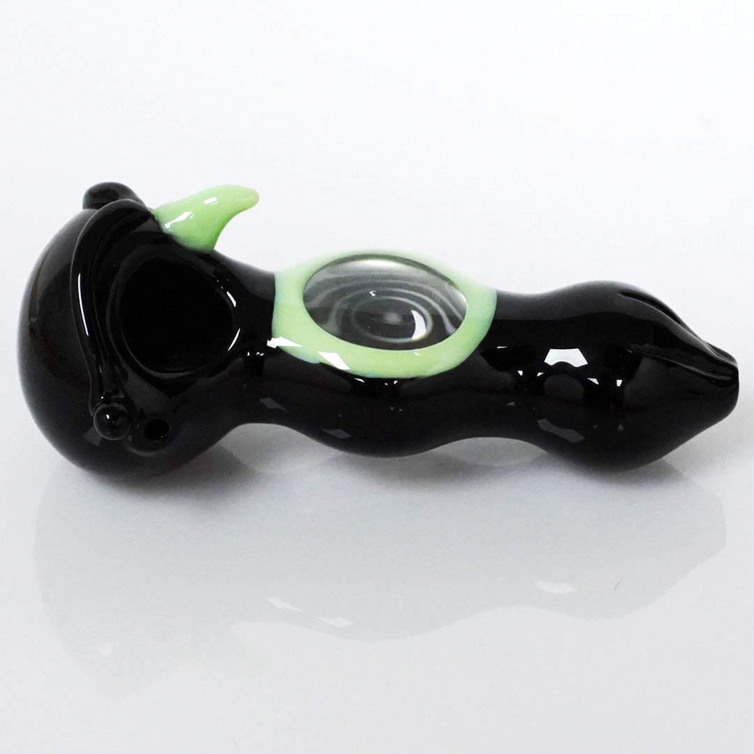 4.75" See-Through Owl Double Bowl Pipe - Green